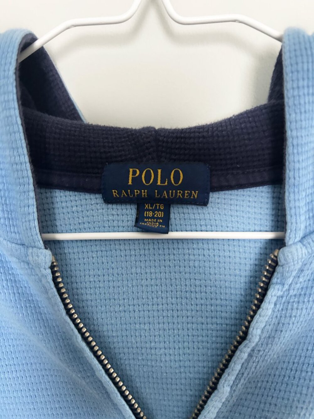 Polo Ralph Lauren Full Zip Jacket Waffle Knit Women’s XL Blue Preppy Coastal - Picture 3 of 8